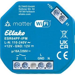 Eltako ESR64PF-IPM Stromstoß-Schaltrelais mit IP, Matter über Wi-Fi, optional EnOcean, 1 Schließer potenzialfrei 16 A